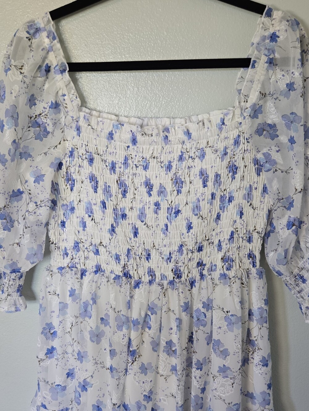 Baltic Born | Fabian Jacquard Blue Floral Midi Dress Size Large - Picture 6 of 14